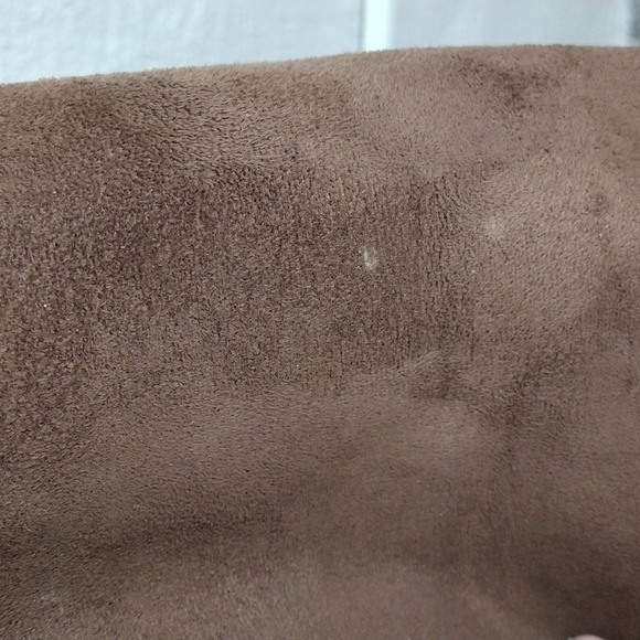 Lands' End Brown Faux Suede Leather Collared Button Up Long Sleeve Winter Coat - Picture 9 of 13